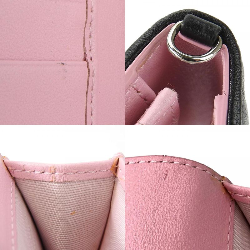 Christian Dior Card Case Cannage Leather Black Pink Business Holder Small — view 7