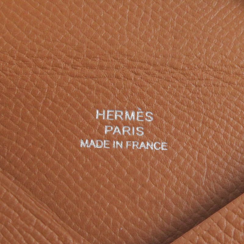 Hermes Calvi Vaux Epson Leather Card Case Coin Wallet Gold With Z Box — view 7