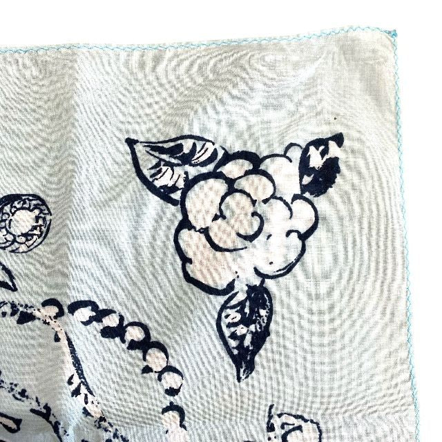Chanel Scarf Handkerchief Bandana Camellia Logo Coco Mark Light Blue Black — view 2
