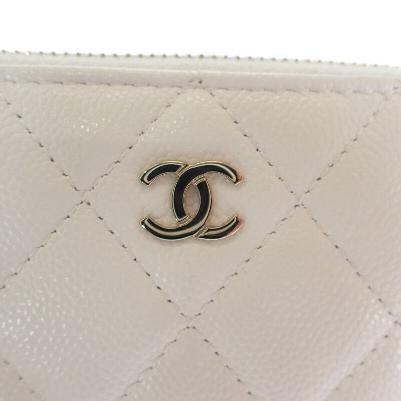 Chanel Small Wallet Ap3999 Coin Case Caviar Leather White Gold Hardware — view 8