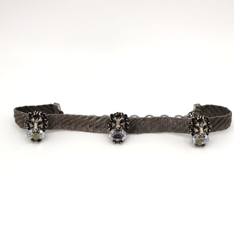 Gucci Lion Head Choker Silver Color Bijoux Necklace Accessories H7055 — view 3