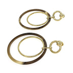 Hermes Amulet Duo Earrings Buffalo Horn Brown Gold Hardware Accessories — view 5