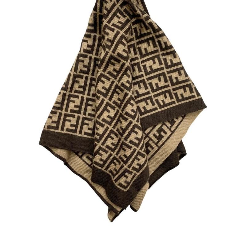 Fendi Kids Toy Doudou Bunny Rabbit FF Logo Brown — view 3