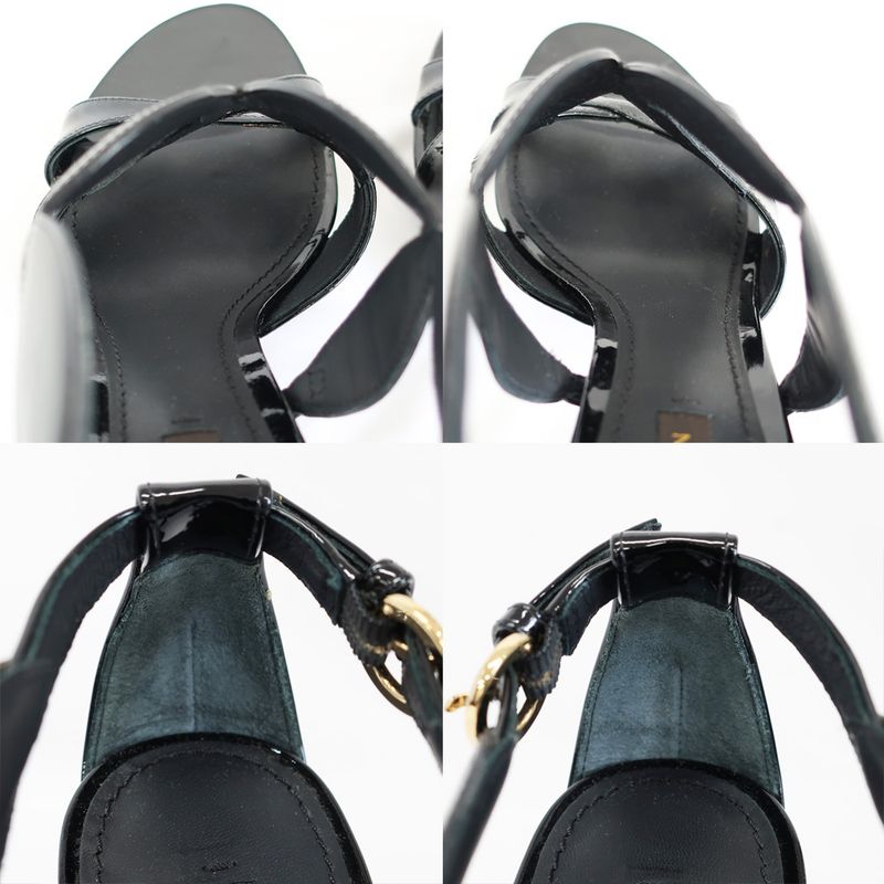 Louis Vuitton Sandals Pin Heel Black Gold Hardware Enamel — view 6
