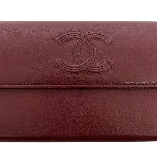 Chanel Bifold Long Wallet Bordeaux Burgundy Coco Mark — view 8