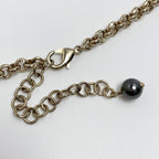 Chanel Coco Mark Rhinestone Faux Pearl Necklace C23 P Champagne Gold Black — view 4