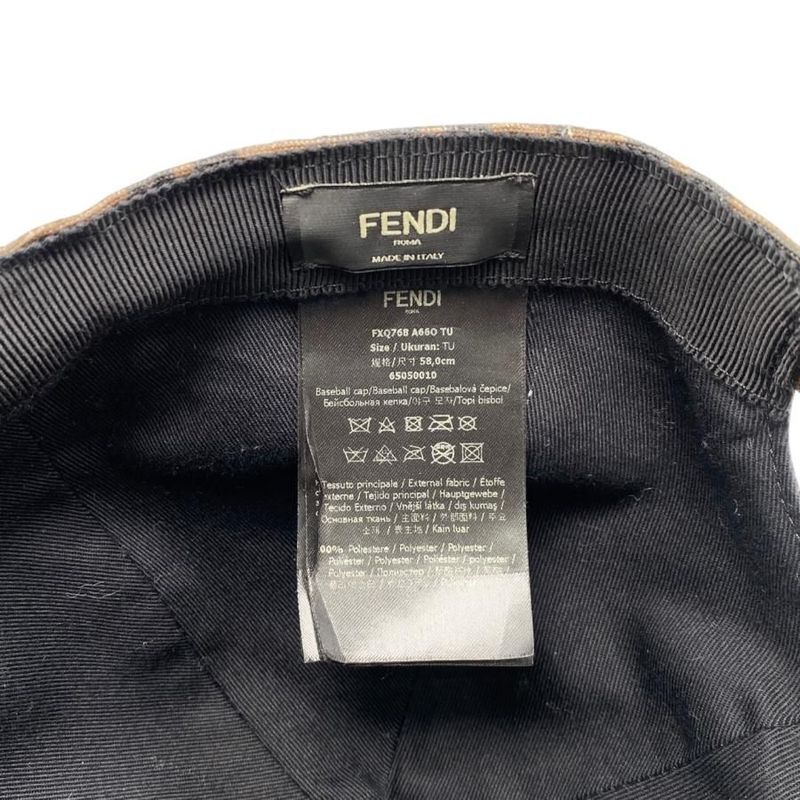 Fendi Hat FF Jacquard Baseball Cap Fxq768 A660 Logo Brown — view 9
