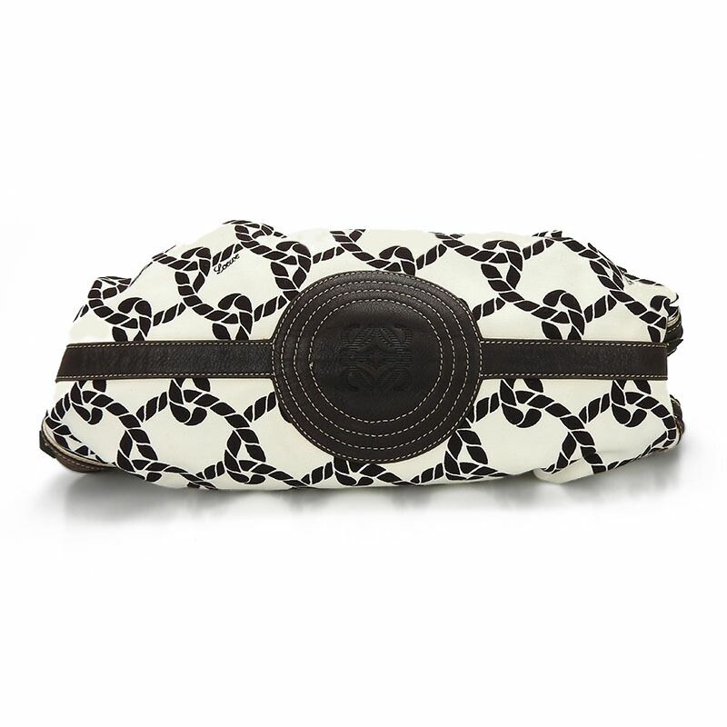 Loewe Handbag Nappa Ire Anagram Rope Leather Canvas Dark Brown Creamish — view 5