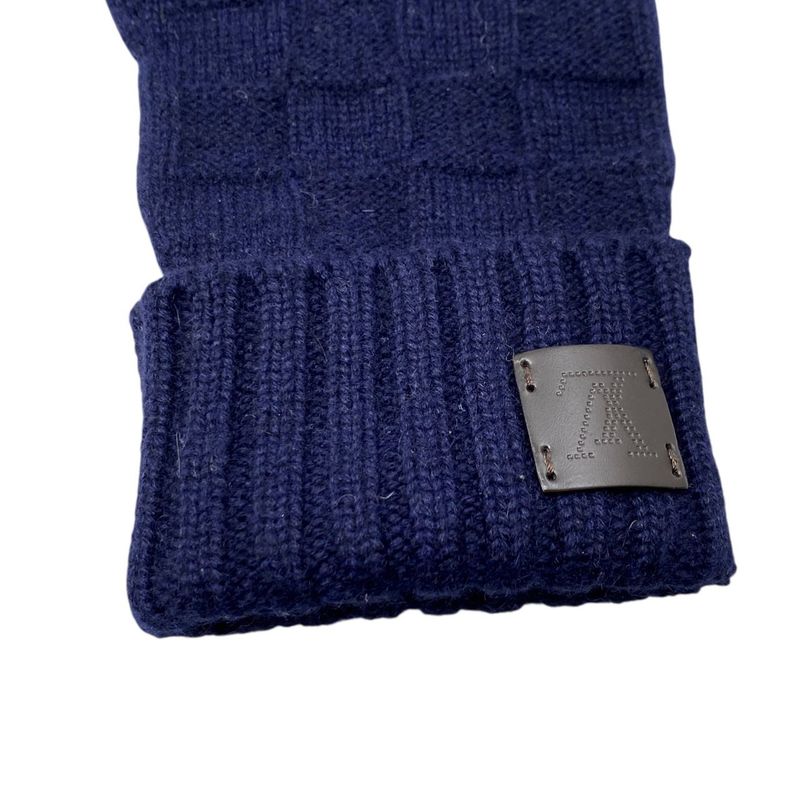Louis Vuitton Gloves Gon Helsinki Cashmere Damier Perforated Logo — view 8
