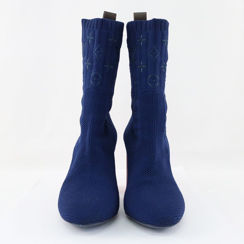 Louis Vuitton Knit Boots Ankle Sock Navy Pink — view 4