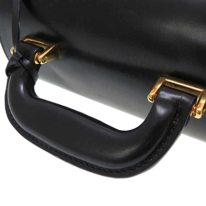 Gucci Lady Lock Leather Black Gold Hardware 000 01 0246 Vanity Bag Handbag — view 5