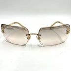 Chanel Vintage Sunglasses Rhinestone CC Logo Rimless Gradient Gold Y2 — view 5