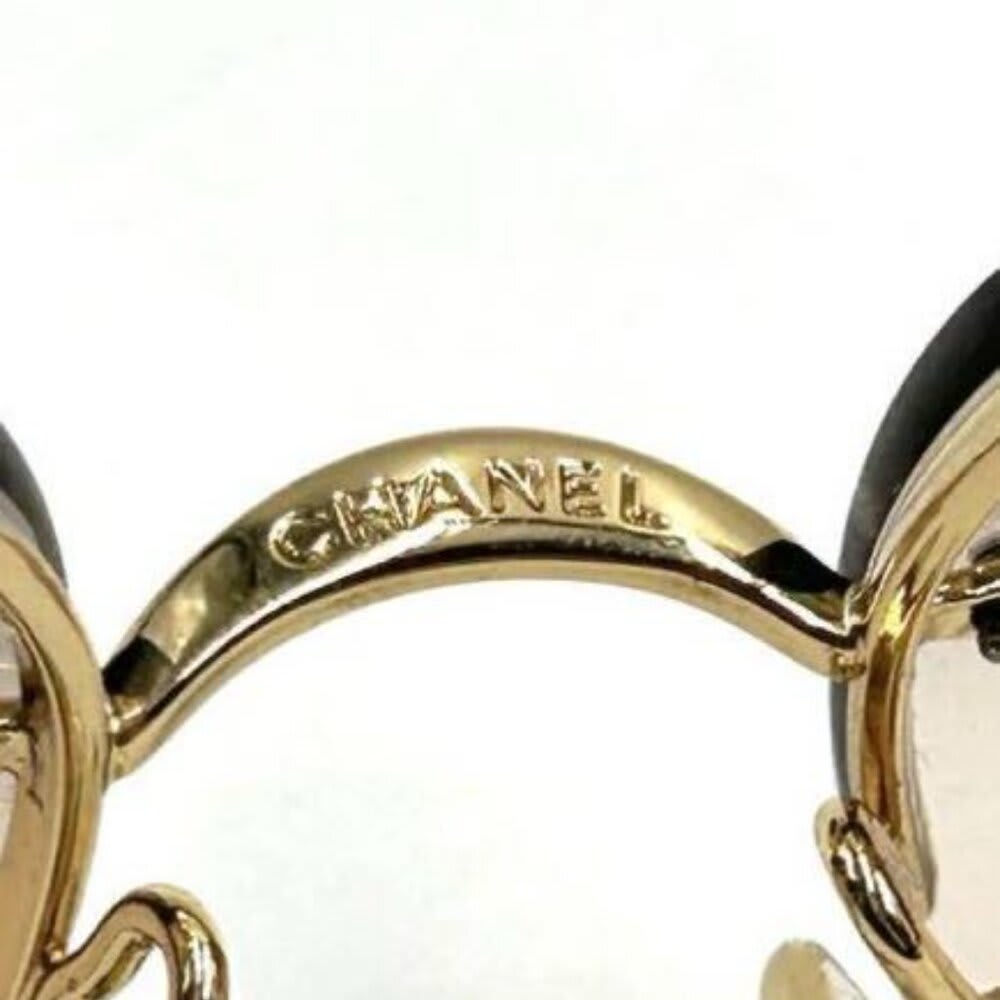 Chanel Vintage Sunglasses Rhinestone CC Logo Rimless Gradient Gold Y2 — view 7