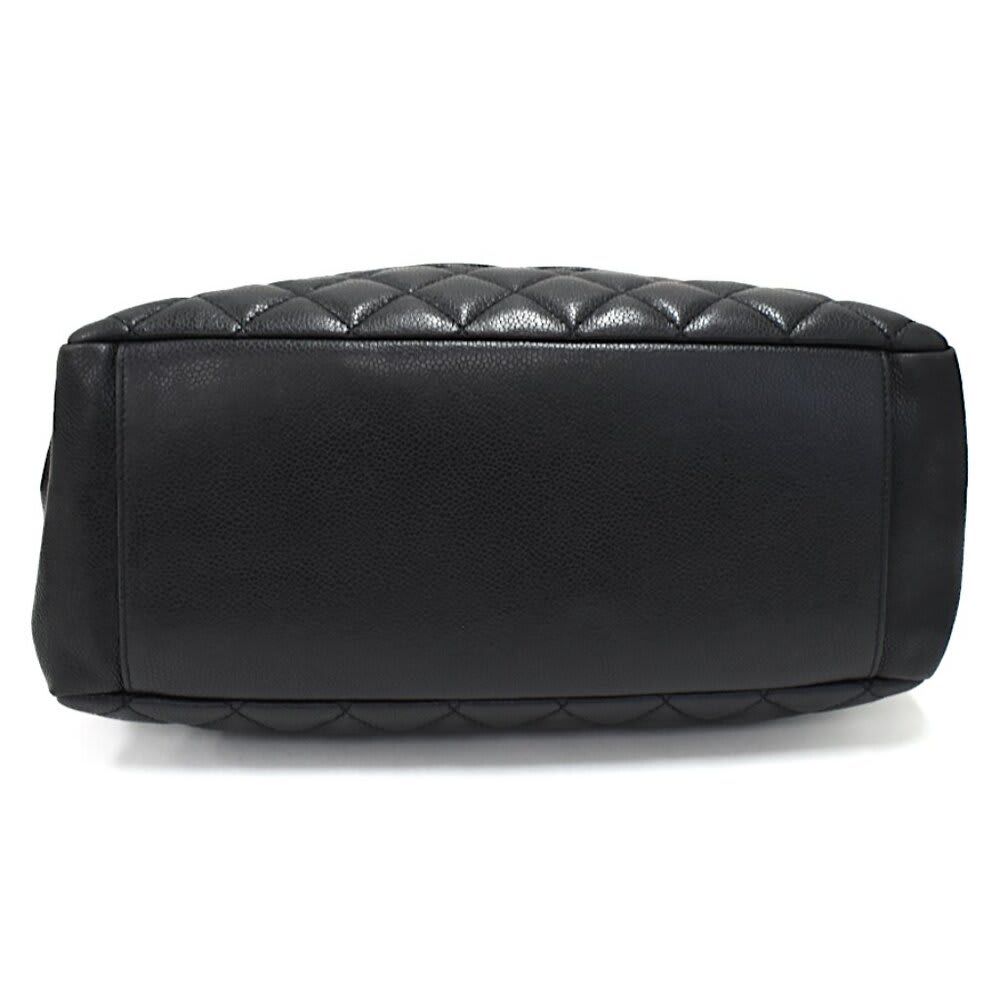 Chanel Gst Caviar Grand Shopping Tote Quilted Shoulder Bag Black Chain — view 7