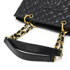 Chanel Gst Caviar Grand Shopping Tote Quilted Shoulder Bag Black Chain — view 8