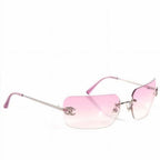 Chanel Vintage Sunglasses Rhinestone CC Logo Rimless Gradient Iridescent — view 6