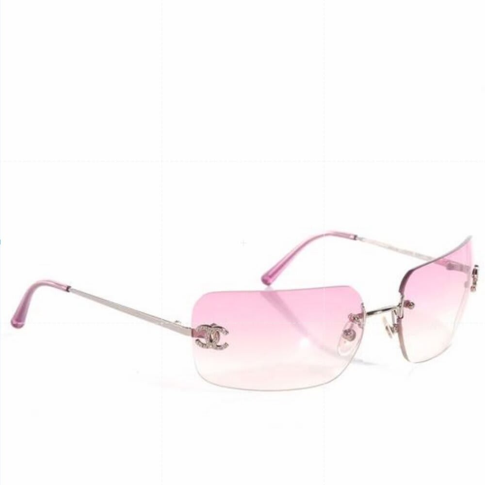 Chanel Vintage Sunglasses Rhinestone CC Logo Rimless Gradient Iridescent — view 6