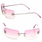 Chanel Vintage Sunglasses Rhinestone CC Logo Rimless Gradient Iridescent — view 2
