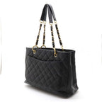 Chanel Gst Caviar Grand Shopping Tote Quilted Shoulder Bag Black Chain — view 5