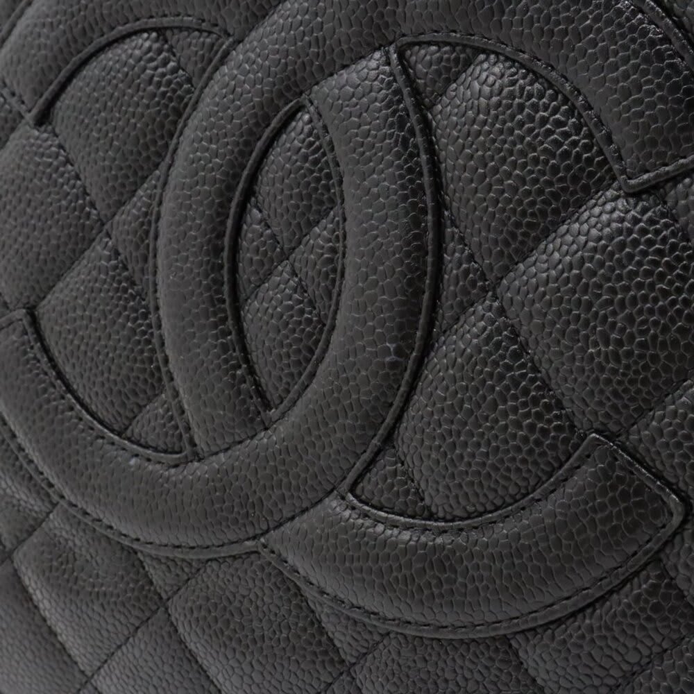 Chanel Gst Caviar Grand Shopping Tote Quilted Shoulder Bag Black Chain — view 6