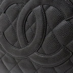 Chanel Gst Caviar Grand Shopping Tote Quilted Shoulder Bag Black Chain — view 6