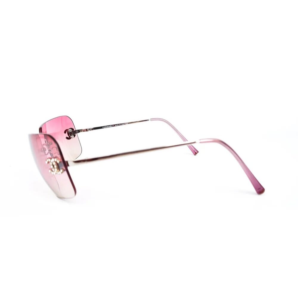 Chanel Vintage Sunglasses Rhinestone CC Logo Rimless Gradient Iridescent — view 7