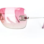Chanel Vintage Sunglasses Rhinestone CC Logo Rimless Gradient Iridescent — view 4