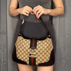 Gucci GG Jackie Sherry Web Canvas Shoulder Bag Charm Ophidia — view 3