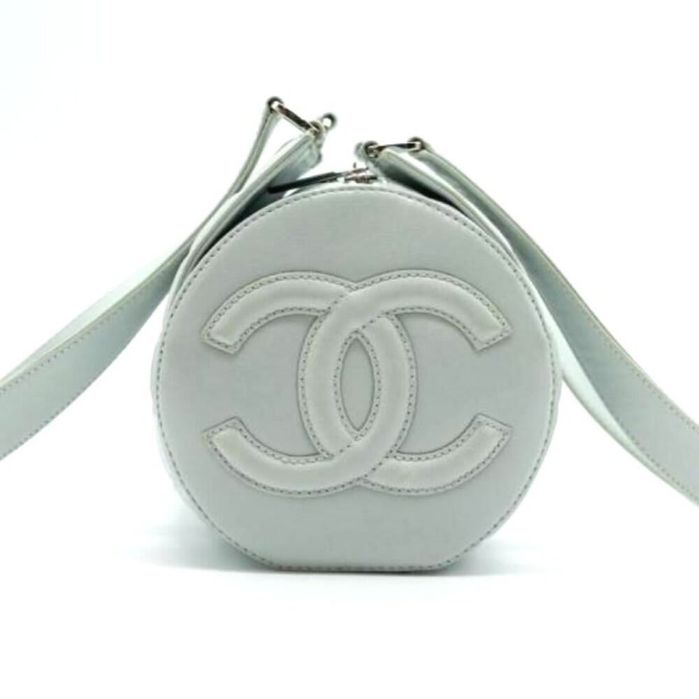 Chanel CC Chocolate Bar Quilted Leather Bowler Shoulder Bag Purse Blue — view 7