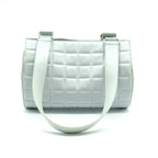 Chanel CC Chocolate Bar Quilted Leather Bowler Shoulder Bag Purse Blue — view 6