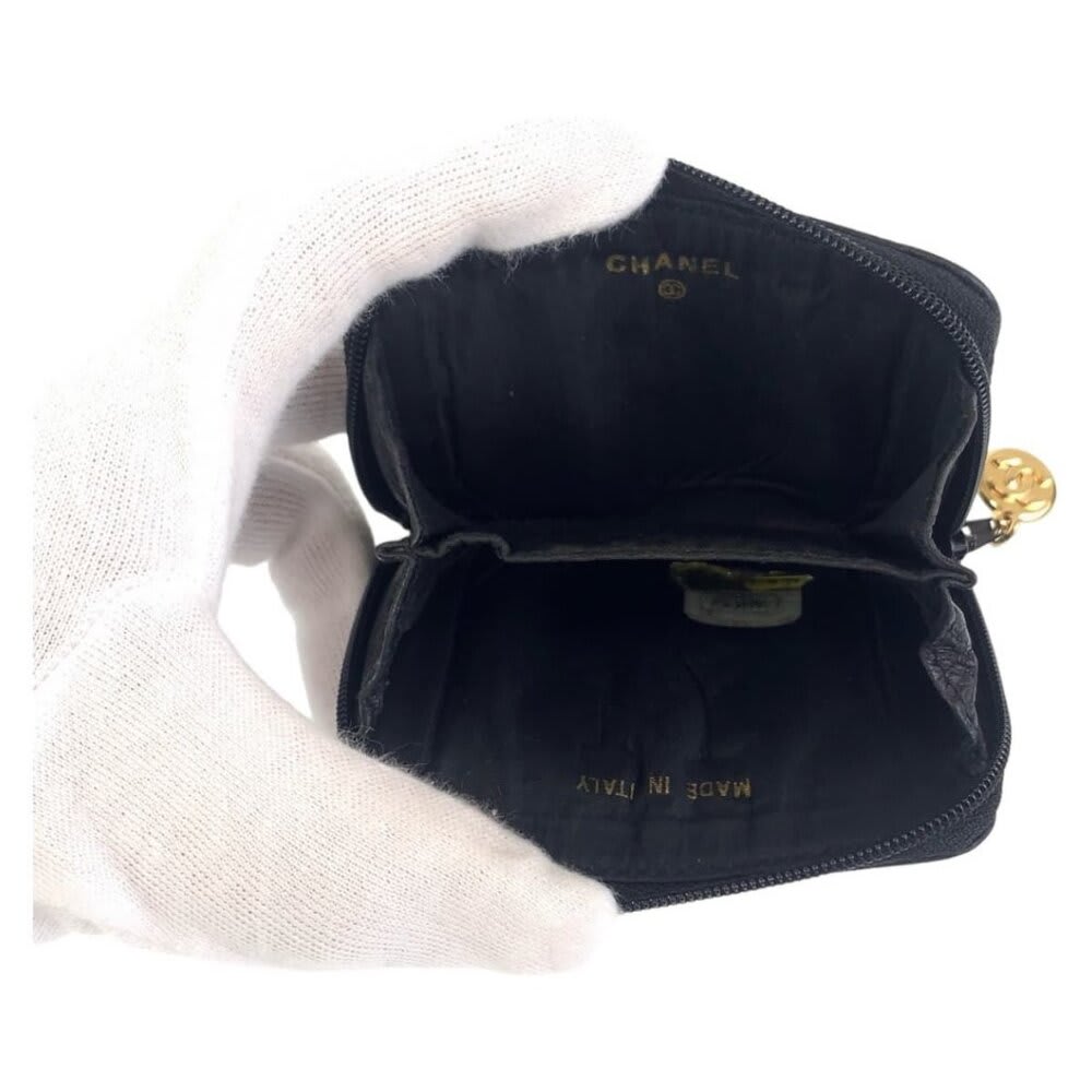 Chanel CC Vintage Caviar Timeless Coin Purse Pouch Key Chain Charm Bag — view 9