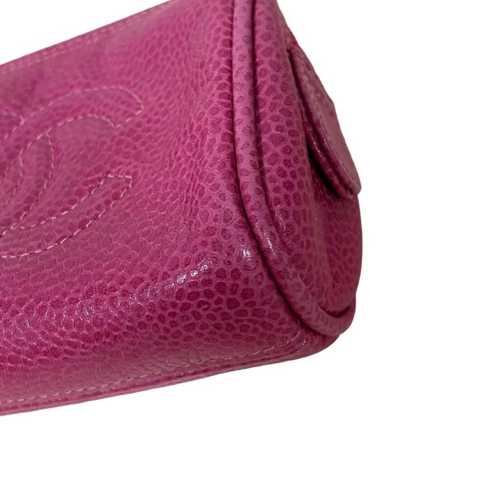 Chanel CC Caviar Leather Coin Case Cosmetic Makeup Pouch Pink — view 9