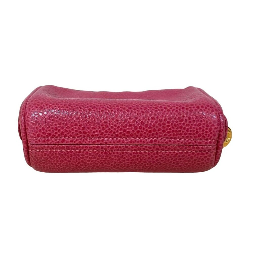Chanel CC Caviar Leather Coin Case Cosmetic Makeup Pouch Pink — view 3