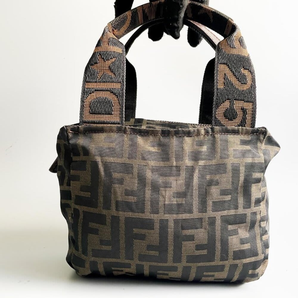 Fendi FF Vintage Zucca Canvas Mini Bag Small Handbag Tan Brown Y2 — view 3