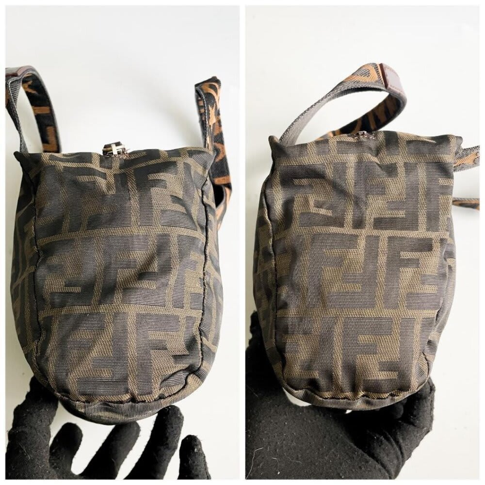 Fendi FF Vintage Zucca Canvas Mini Bag Small Handbag Tan Brown Y2 — view 5