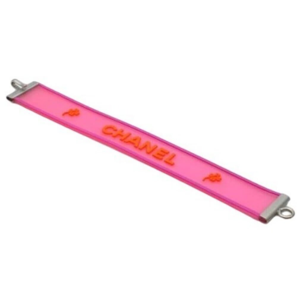 Chanel CC Logo 01 P Rubber Bracelet Pink Orange Jelly Bangle Cambon — view 5