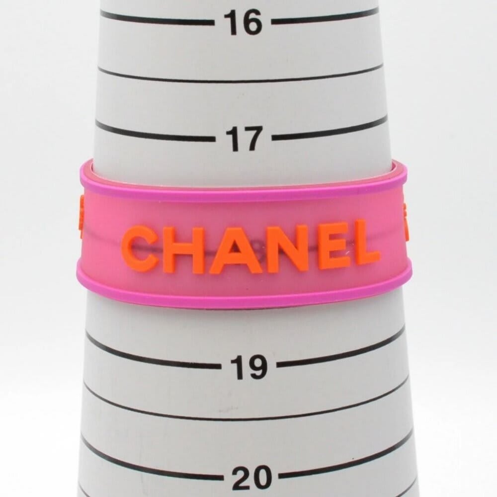 Chanel CC Logo 01 P Rubber Bracelet Pink Orange Jelly Bangle Cambon — view 7
