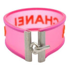Chanel CC Logo 01 P Rubber Bracelet Pink Orange Jelly Bangle Cambon — view 3