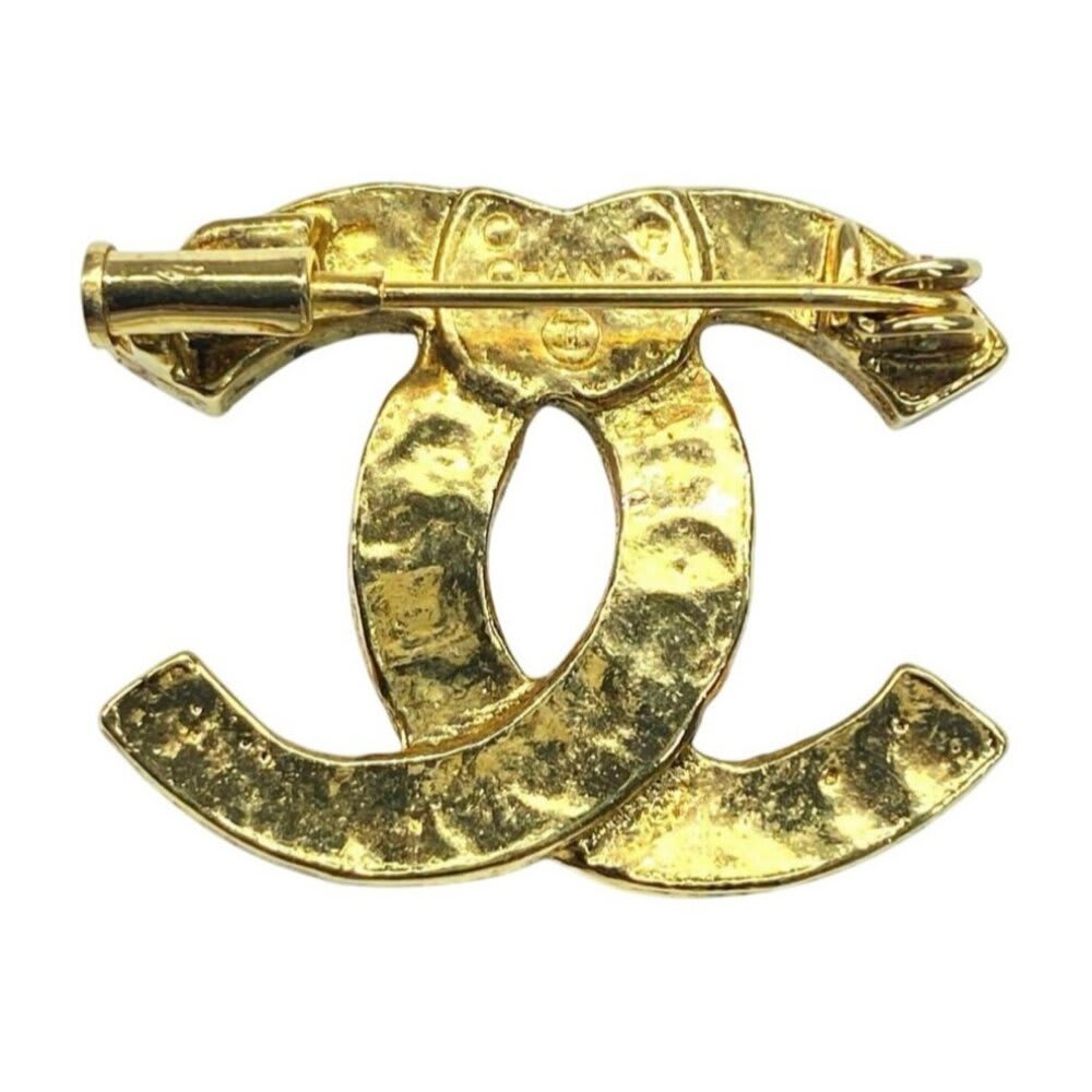 Chanel Brooch CC Vintage Gold Pin Rhinestone Crystal — view 3