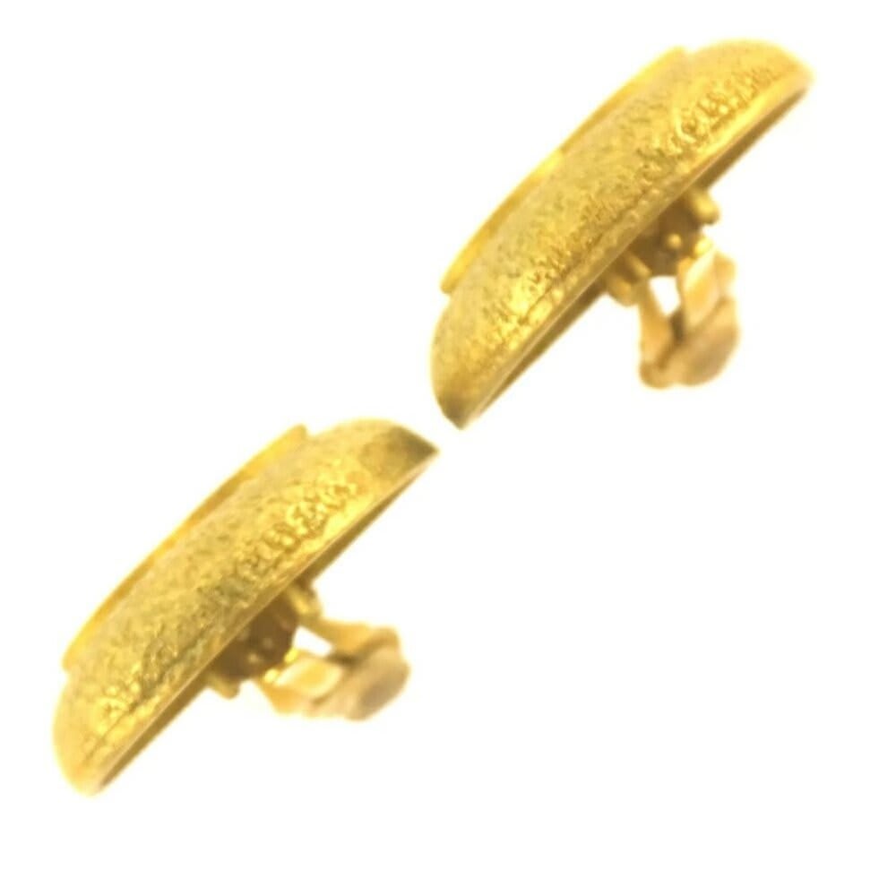 Chanel Vintage 1994 CC Gold Plate Clip-On 1" Round Medallion Logo Earrings W Box — view 5