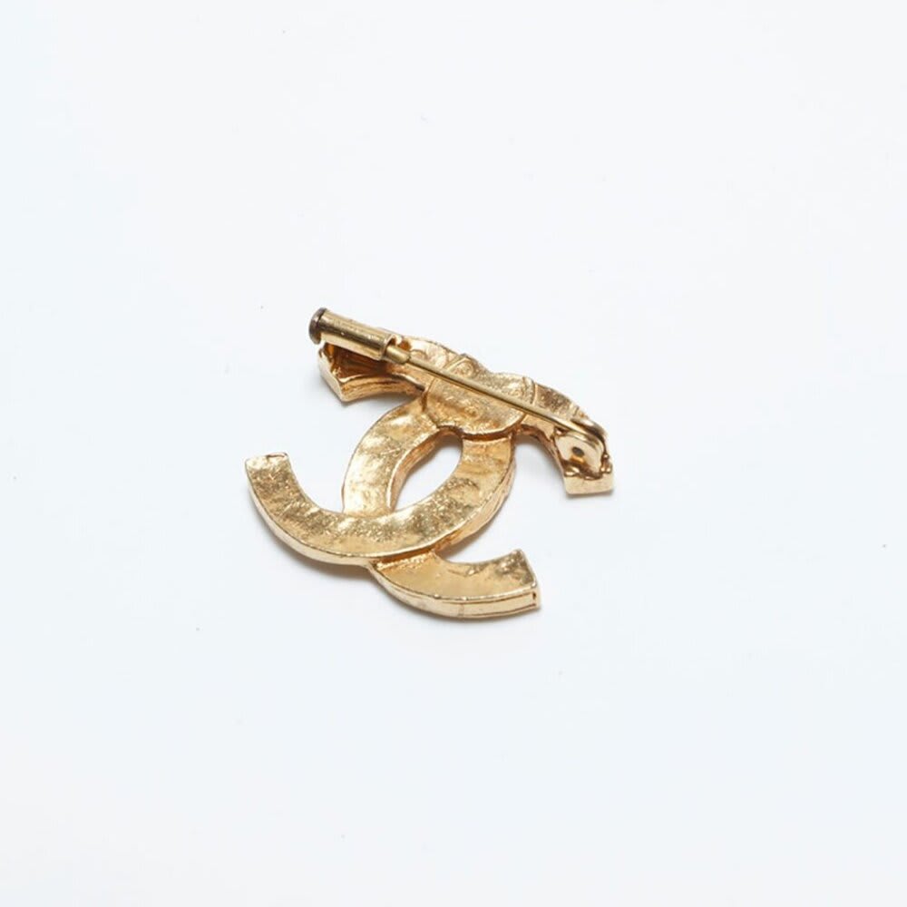 Chanel Brooch CC Vintage Gold Pin Rhinestone Crystal — view 7