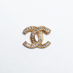 Chanel Brooch CC Vintage Gold Pin Rhinestone Crystal — view 8