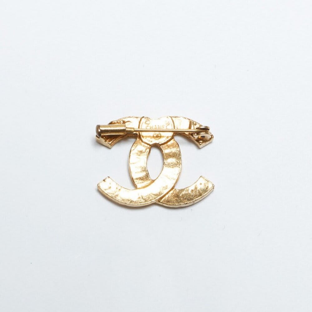 Chanel Brooch CC Vintage Gold Pin Rhinestone Crystal — view 9