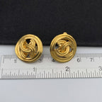 Chanel 24K Earrings Vintage CC Gold Plated Clip-On Round Medallion Logo 1996 96 — view 9