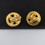 Chanel 24K Earrings Vintage CC Gold Plated Clip-On Round Medallion Logo 1996 96 — view 8