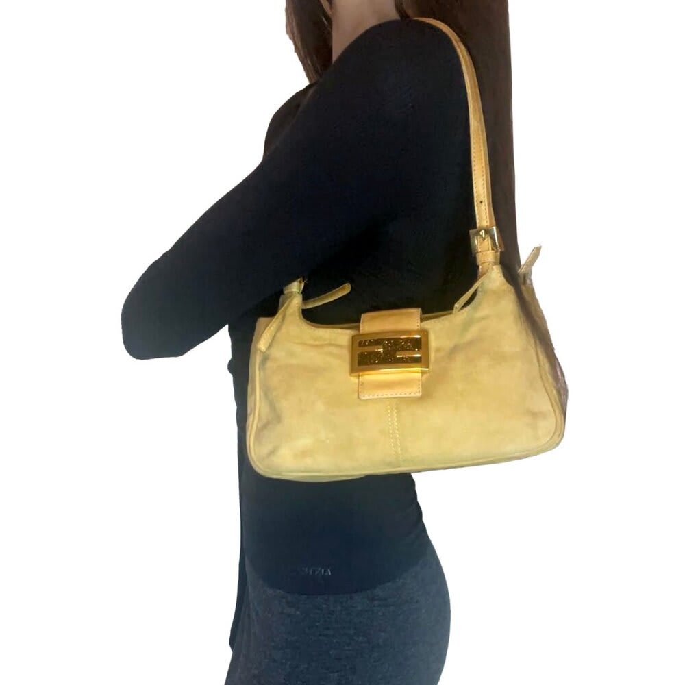 Fendi Mamma Zucca Baguette Pouch Tan Beige Flap Bag Purse — view 3