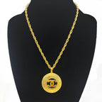 Chanel CC Vintage 24K Gold Necklace Chain Paris Medallion Pendant — view 6