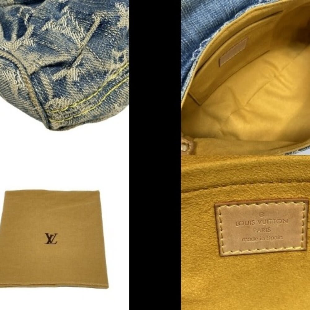 Louis Vuitton Denim Mini Pleaty Vintage Pouch Pochette Bag Monogram — view 8