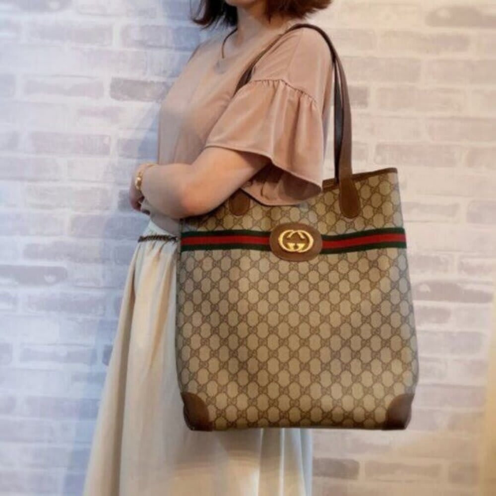 Gucci GG Marmont Sherry Large Tote Canvas Ophidia Shoulder Bag Handbag — view 5