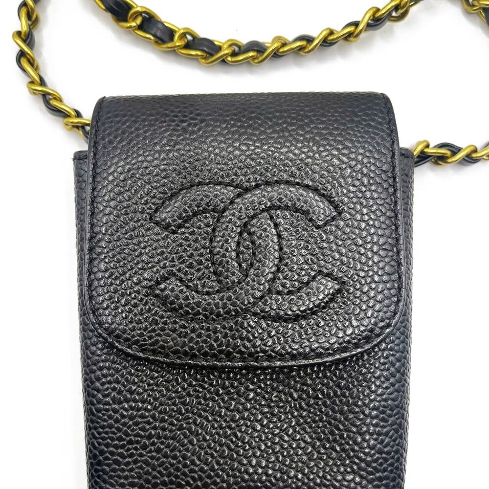 Chanel Vintage Mini Flap Bag Caviar Pouch Cigarette Case Crossbody